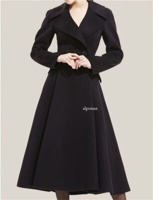 black winter dress coat womens Winter coat, Long wool coat, Black coat dress, flare coat, buttoned jacket, wool overcoat (Y2198) L(US 14) / Orange