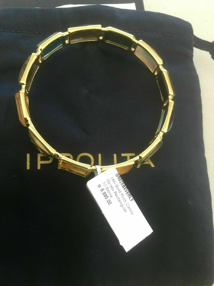 New Ippolita Rock Candy Rectangular 12 Gems 18K Yellow Gold Bangle Size 3 $6,995 - Image 3 of 3