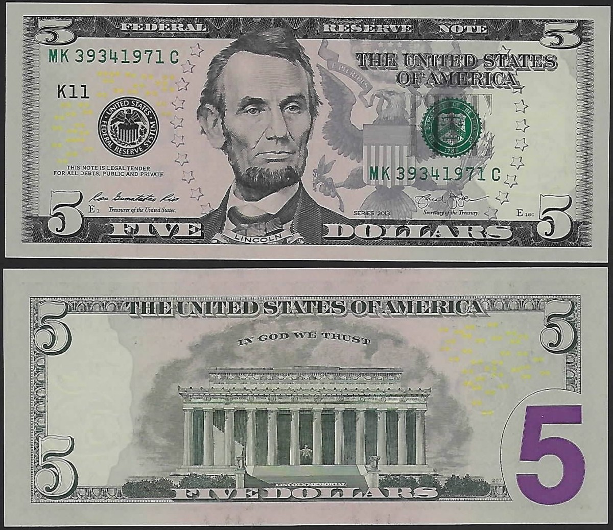 America - USA 5 Dollars 2013 UNC / Code K11 - Dallas, TX | eBay