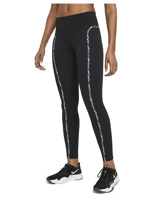 Nike Women's One Luxe Icon Clash Training Leggings Black Purple NEW $100 