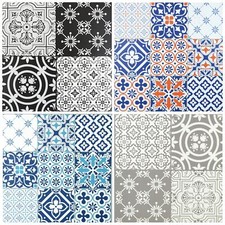Floor Tiles Self Adhesive Vinyl Flooring Kitchen Bathroom Patterned Blue Orange