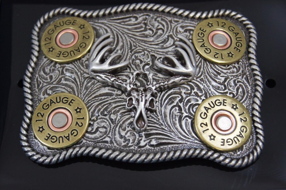 Nocona Whitetail Buck Skull Shotgun Shells Rectangular Belt