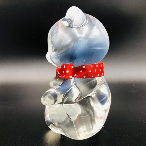 NWOT Fenton French Opalescent Glass Sitting Bear Valentine Red Ribbon - Picture 3 of 7