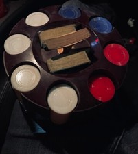 Vintage Cardinal Industries Revolving Poker Chip Caddy Rack w/2 Decks of Cards