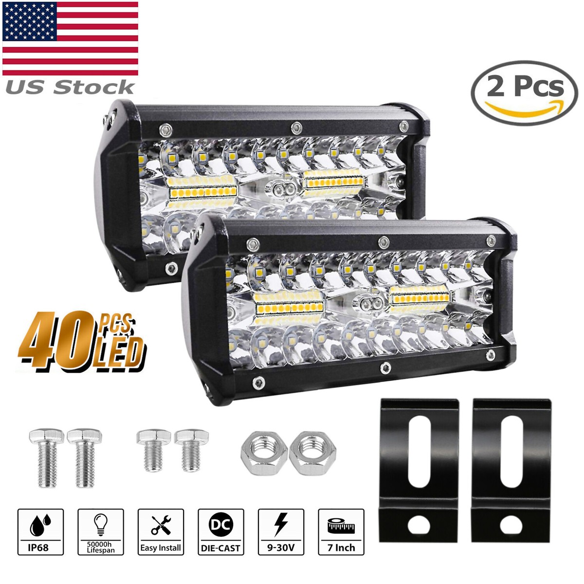 Car And Truck Fog & Driving Lights For Toyota 7 Inch 800W LED Light Bar - Spot & Flood Combo, 270000LM, 12V/24V, For Trucks, UTVs, Off-Road (3 Year Warranty) Fog Lights - Foto 9