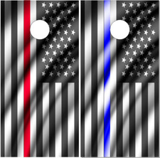 Police Firefighter American Flags Cornhole Wrap Bag Toss Skin Decal Sticker