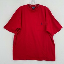 VTG Nautica USA Made Pocket T-Shirt Mens XL Extra Large Red Crewneck Sewn Logo