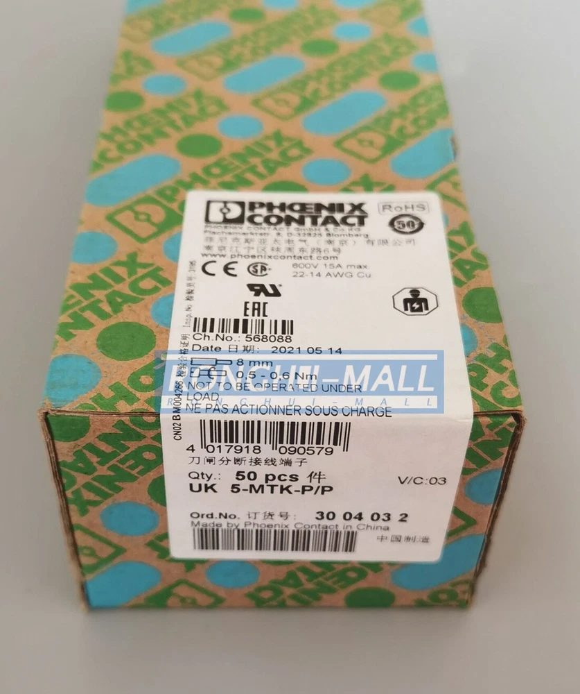 5PCS Phoenix UK 5-MTK-P/P 3004032 Disconnect Terminal