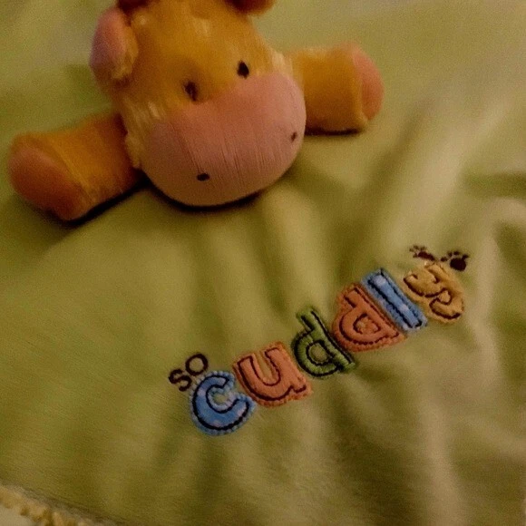 Manta de seguridad de felpa Child of Mine Lovey Blankie bebé hipopótamo 15 x 15 verde Foto 3 de 4