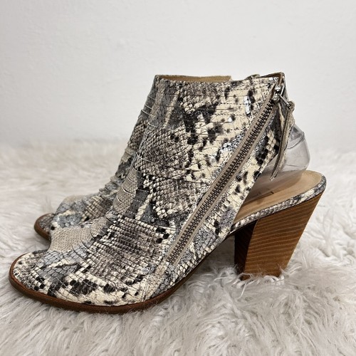 $450 PAUL GREEN Cayanne Leather Peep Toe Sandal BOOTIE SILVER SNAKE PRINT Sz 9.5