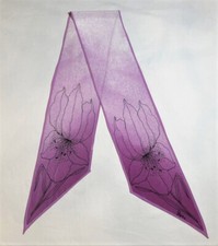 Vera Polyester Scarf Purple Ombre Lily Flower Floral 61" x 6"