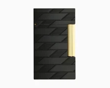 S.T. DUPONT Lighter LIGNE 2 Cling Guilloché Monogram 1872 Black And Gold C16179