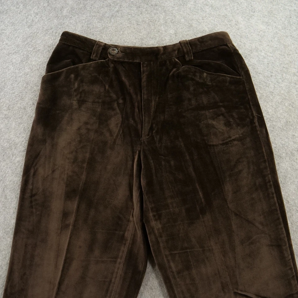 Dolce & Gabbana Pantalones Mujer Marrón 32 Terciopelo Terciopelo Relajado Alto Frente Plano Foto 4 de 4