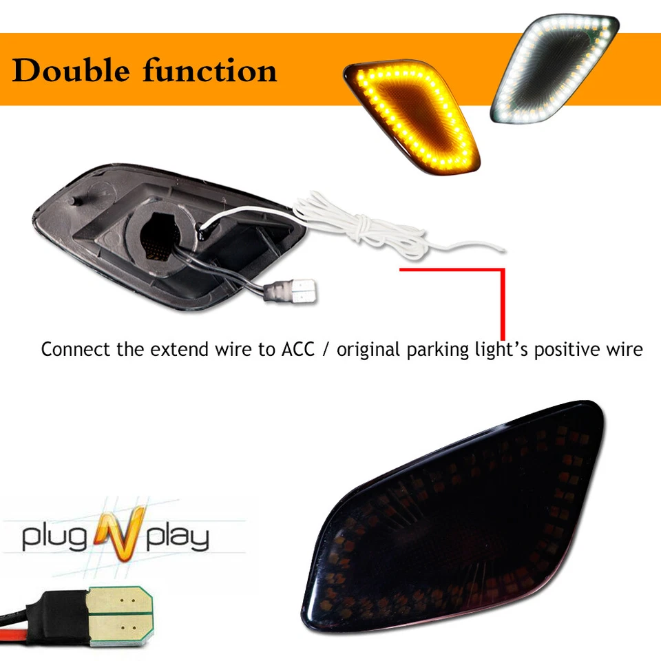 Luces LED marcadoras laterales LED ámbar ahumado y blanco para Jeep Wrangler 97-06 Foto 3 de 4