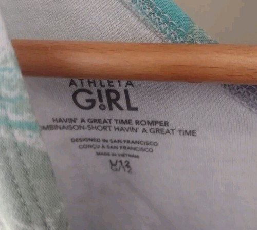 Athleta Girl Havin' A Great Time Romper Size Large 12 Blue Domino Texture Beach - Picture 5 of 8