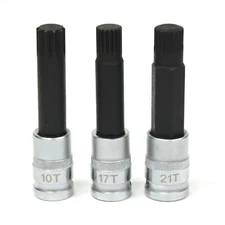 3 pc 1/2" Drive Torx Spline Impact Socket Set 10T 17T 21T