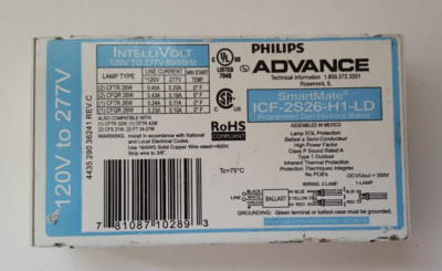 Philips ADVANCE 10289 Electronic Fluorescent Ballast ICF-2S26-H1-LD 120 TO 277V 