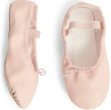 JUSTICE Pink Ballet Dance Shoes Leather Sole Girls CHOOSE SIZE NEW