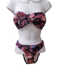 NWT Womens Beach Club Society Hipster Swimsuit Medium Floral Paisley 2 Piece