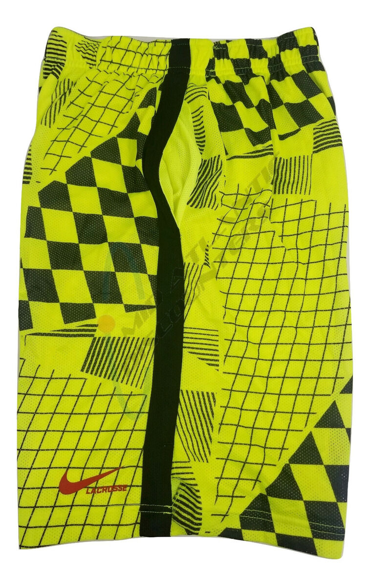 Nike Dri Fit Lacrosse Shorts Volt Black Printed Pockets Mens Nike Dri Fit Lacrosse Shorts Volt Black Printed Pockets Mens