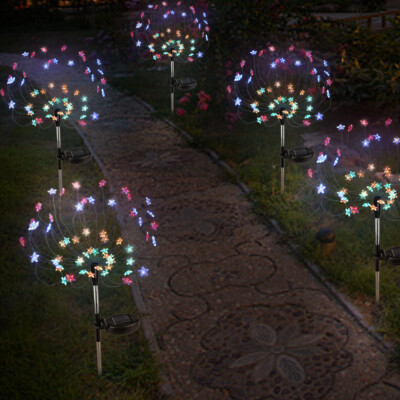 2 PCS Star Stake Firework Fairy Light For Patio Backyard  Garden Decoration