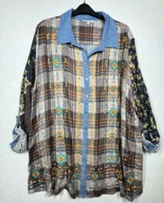 John Mark Shirt 3XL Plus Size Plaid Embroidered Western Southwestern Boho NWT