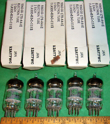 (5) JAN-12AT7WC/6201 Twin Triode SYLVANIA NOS (1982) Chrome Tops! Test GOOD!