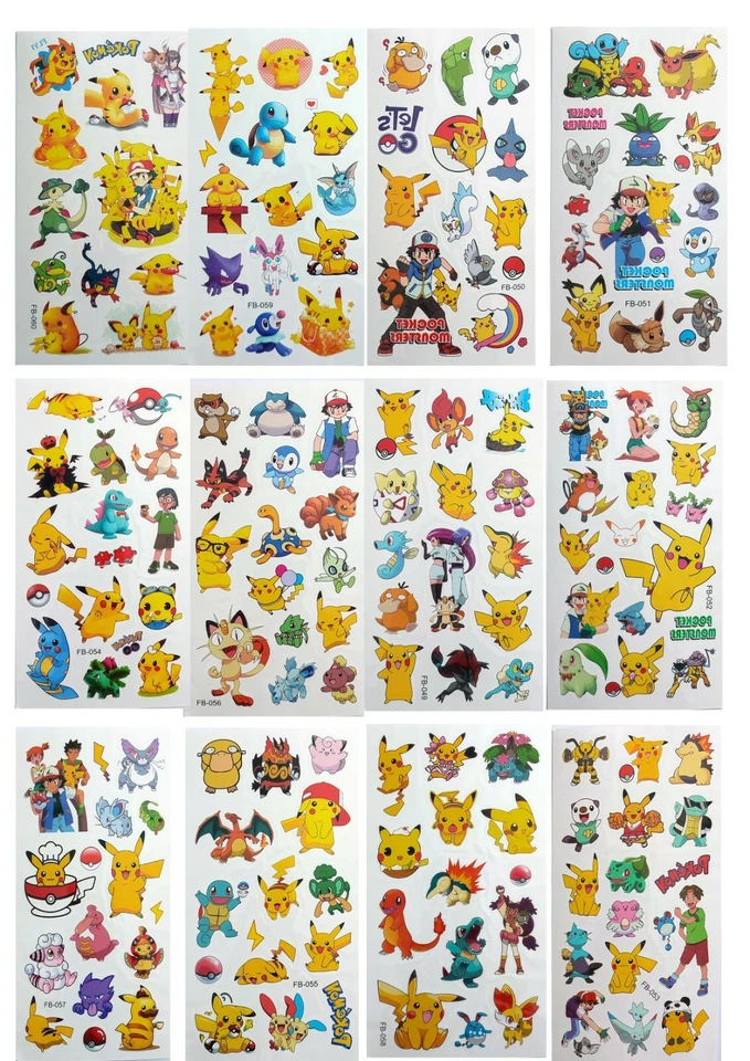 MARKENLOS 3D Body Einmal Tattoo Temporäre Wasserfest Kinder Pokemon Pikachu 16 x 8,5cm