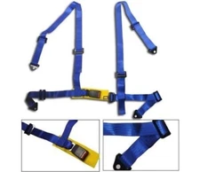 4-POINT BLUE NYLON STRAP HARNESS OFF ROAD BUCKLE SEAT BELT FOR RACING SEATS