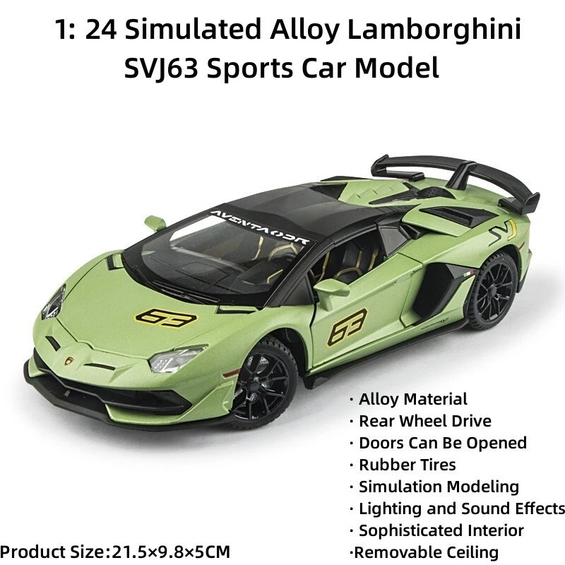 Modelo de coche deportivo de aleación fundido a presión Lamborghini Aventador SVJ63 1:24 con luz y sonido Foto 2 de 4