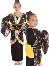 Japanese Geisha Girls Kimono World Book Week Kids Fancy Dress Costume Outfit