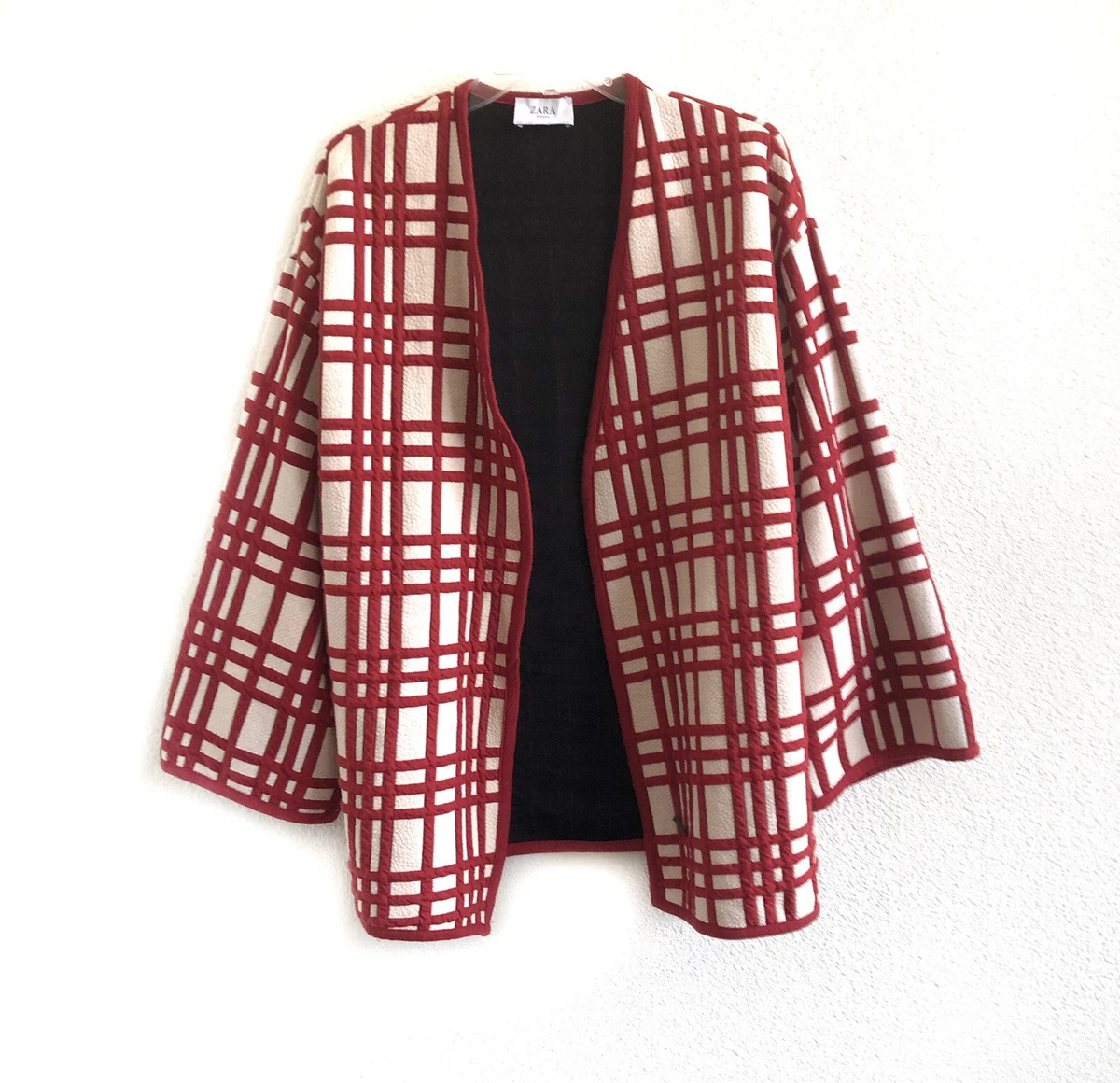 Zara red plaid clearance coat