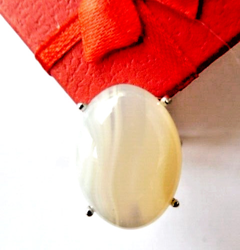 Bague agate grise réglable en argent massif pour éviter les erreurs de taille