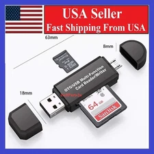Micro USB OTG to USB 2.0 Adapter SD/Micro SD Card Reader With Standard USB Male
