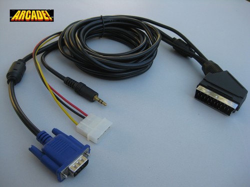 VGA RGB ARCADEVGA TO SCART CABLE WITH SOUND JACK (EUROCONNECTOR) JAMMA ARCADE