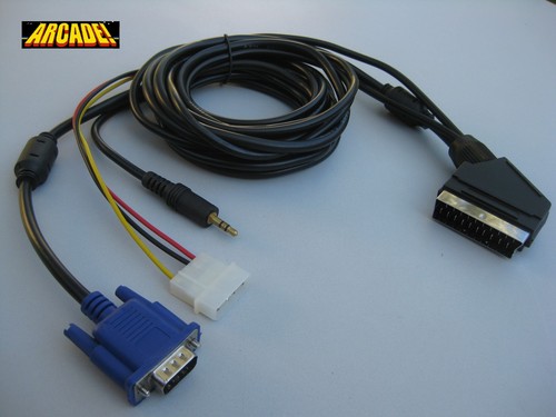 Cable VGA RGB ARCADEVGA A SCART CON JACK SONIDO ( EUROCONECTOR ) JAMMA ARCADE - Zdjęcie 1 z 8