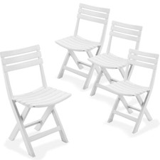 4 Sedie da Giardino Richiudibile Pieghevole senza Braccioli - Bianco BIRK2739