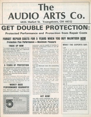 1977 McIntosh Stereo Dealer Audio Arts Youngstown HiFi Audiophile Tuner Amp US