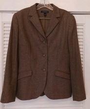 Lands' End Tailored Blazer womens 8 WOOL CASHMERE Business Casual Classic Preppy