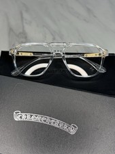 Chrome Hearts Black and Gold Clear Lens Glasses with Case Japan Import New W/Box
