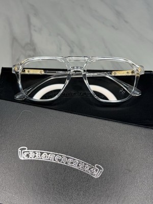 Chrome Hearts Black and Gold Clear Lens Glasses with Case Japan Import New W/Box