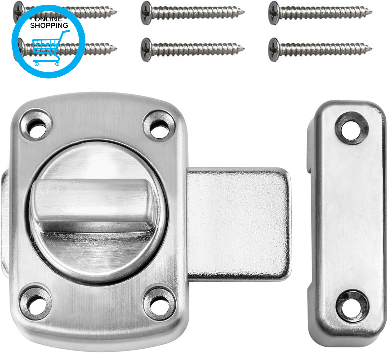 Door Lock Bathroom Latch Rotate Bolt Gate Latch Stainless Steel Toilet Door Lock