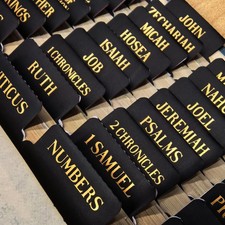 Laminated Bible Tabs, Gold Foil Embossed Lettering Index Tabs for Black