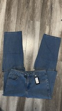 Mens NVfelix Mid Blue Wide-Leg Jeans Relaxed Fit Denim UK S-M Trendy 90s Style