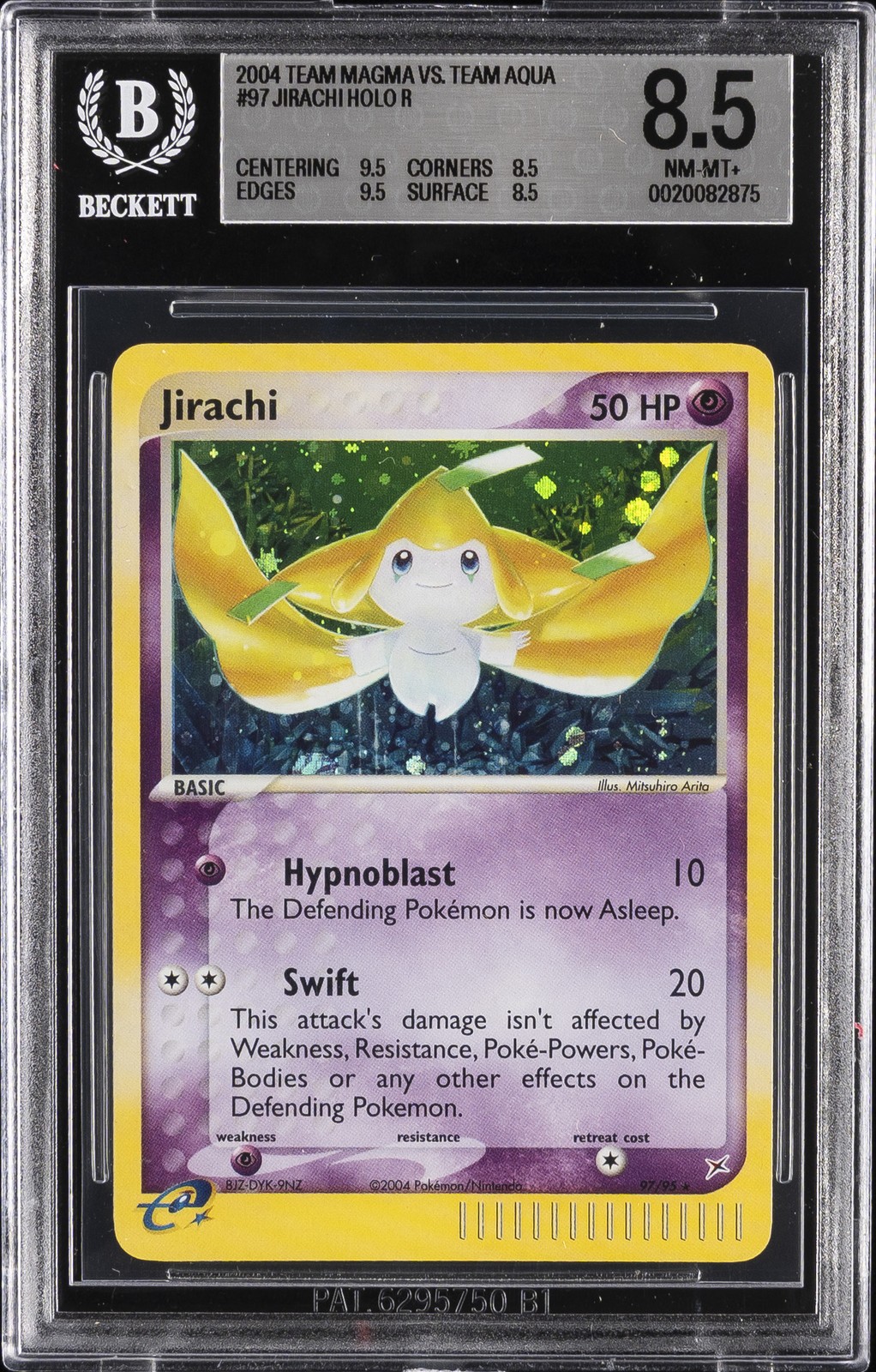 2004 POKEMON TEAM MAGMA VS TEAM AQUA #97 JIRACHI HOLO R BGS 8.5 view 1