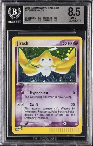 2004 POKEMON TEAM MAGMA VS TEAM AQUA #97 JIRACHI HOLO R BGS 8.5