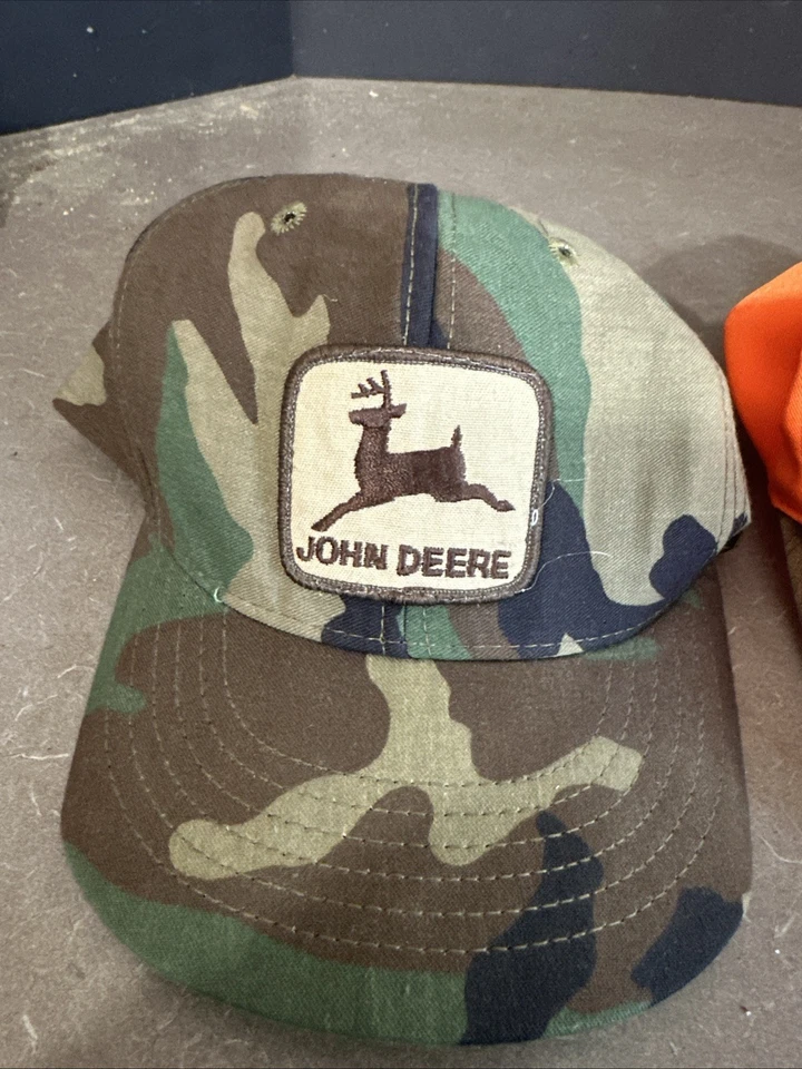 Lote De 2 Gorras De Colección JOHN DEER Camufladas Naranja Brillante Gorra de Bola Sombrero Foto 3 de 4
