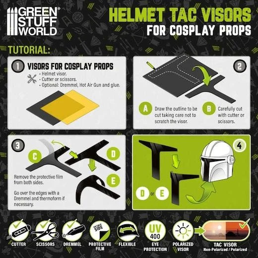 Green Stuff World Cosplay Helm TAC Visier 200x300x0,6mm