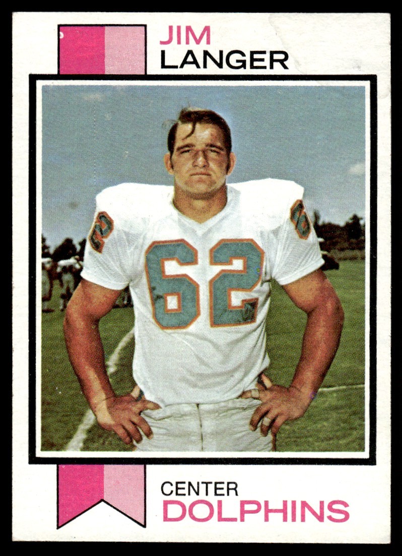 1973 Topps Football Card Jim Langer RC Miami Dolphins #341 VG
