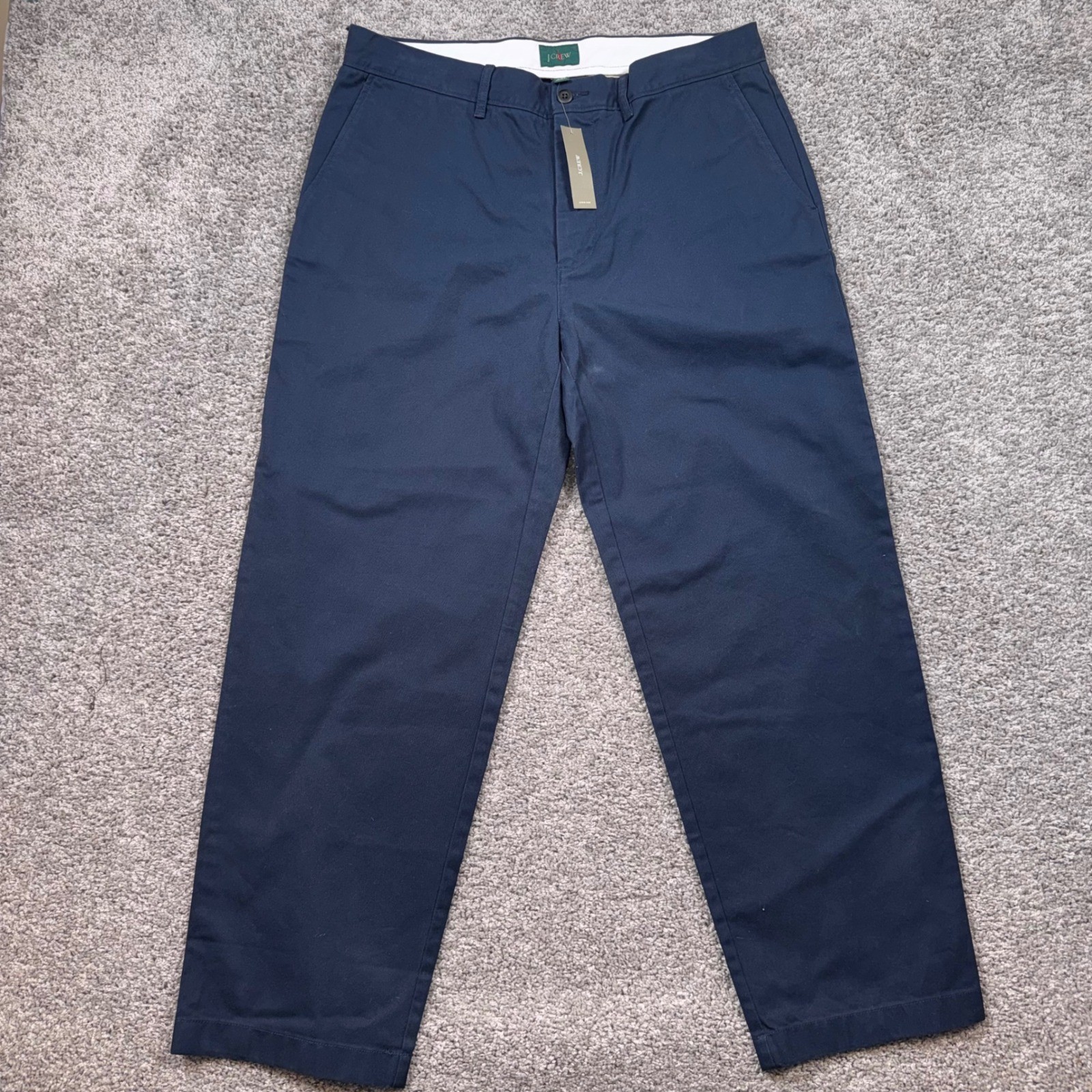 J. Crew Oarsman Giant Fit Chino Mens Wide Leg Pants Navy Blue 34x30 NEW *READ*